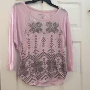 American eagle- snowflake long sleeve shirt
